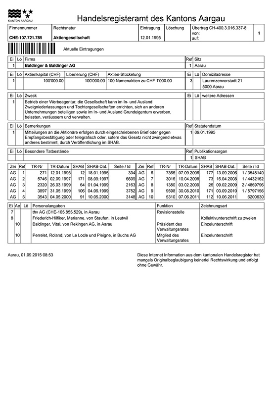 Handelsregisterauszug